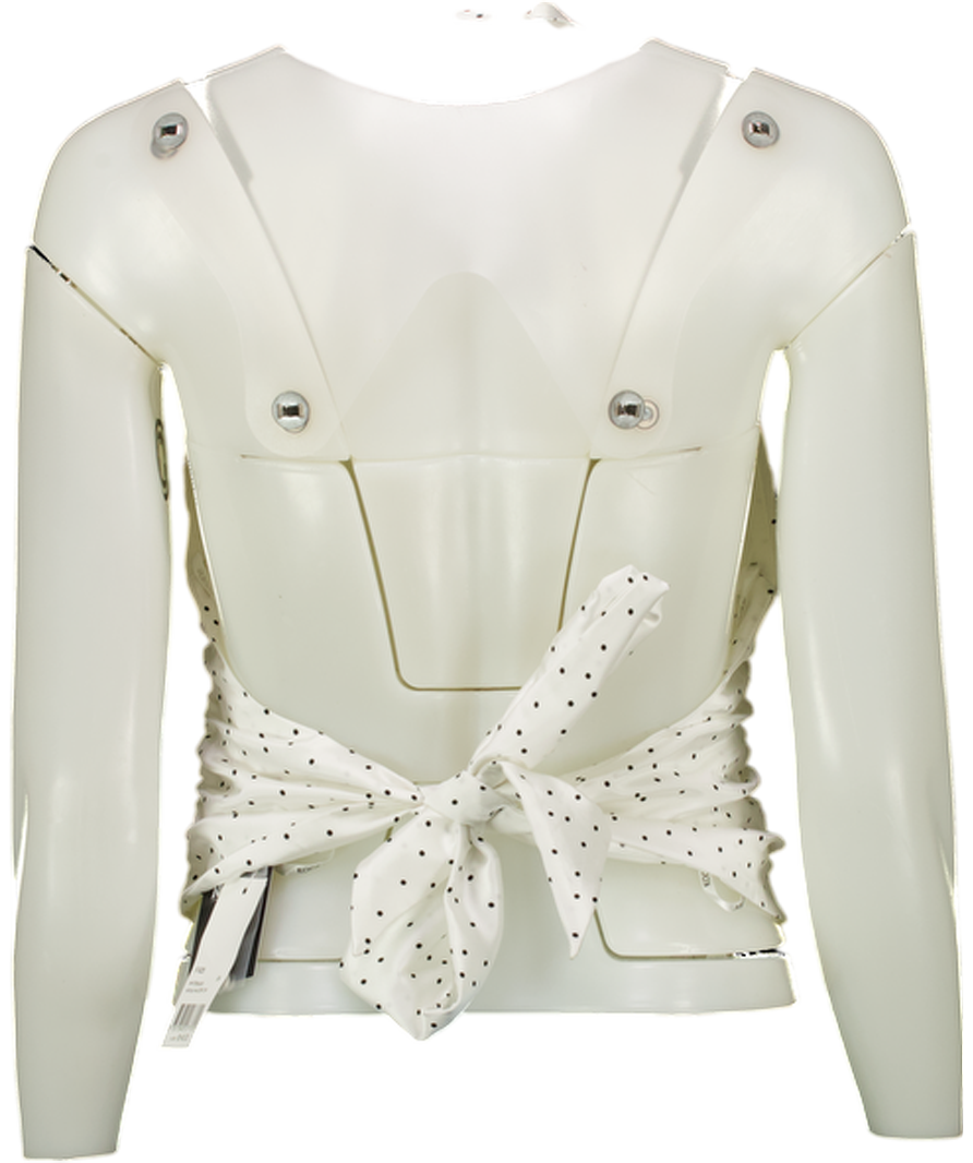 KOOKAI Ivory / Black Satin Polka Dot Halter Top UK 6
