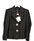 NANA JACQUELINE Black Sparkle Tweed Jacket With Statement Crystal Buttons UK S