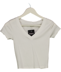 Pull&Bear V-neck T-shirt In White UK S