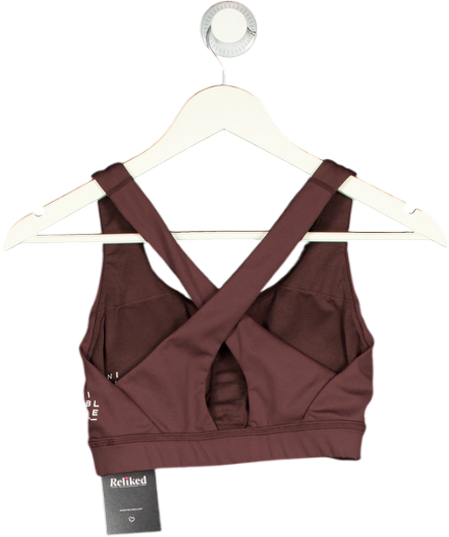 Nimble Brown Crossover Padded Sports Bra UK 10
