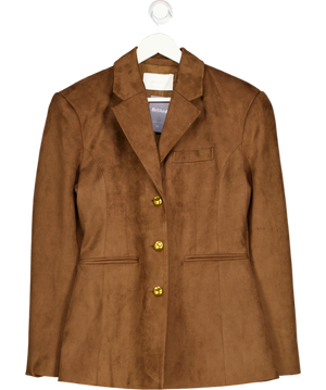 MESHKI Brown Sally Faux Suede Cinched Blazer - Milk Chocolate UK M