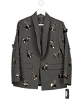 Karen Millen Grey Cluster Sequin & Crystal Embellished Tailored Single Breast Blazer UK 10