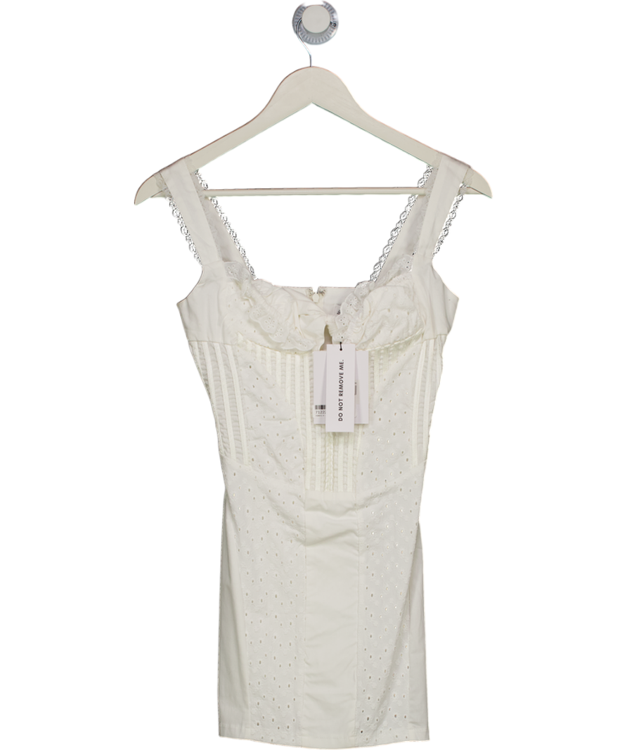 WITH JEAN White Lace Detail Layla Corset Mini Dress UK XS