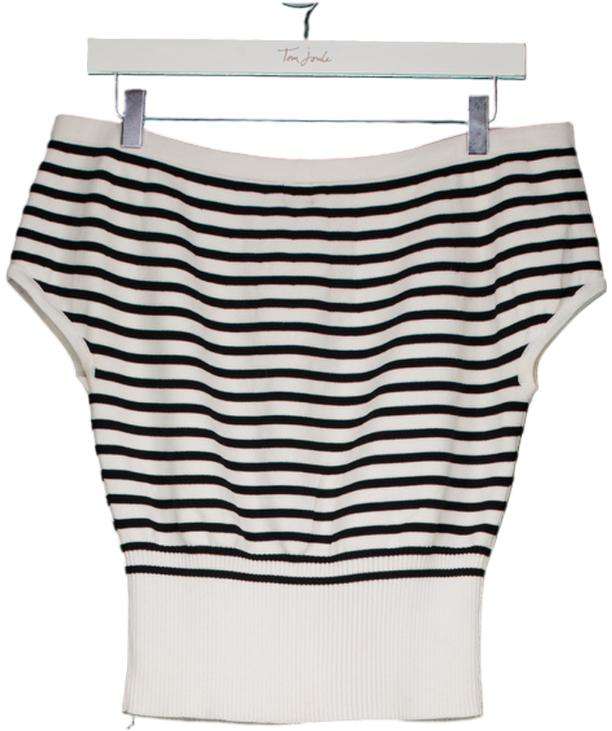 White Fox White Sweet Dreams Off Shoulder Top White/black Stripe UK M