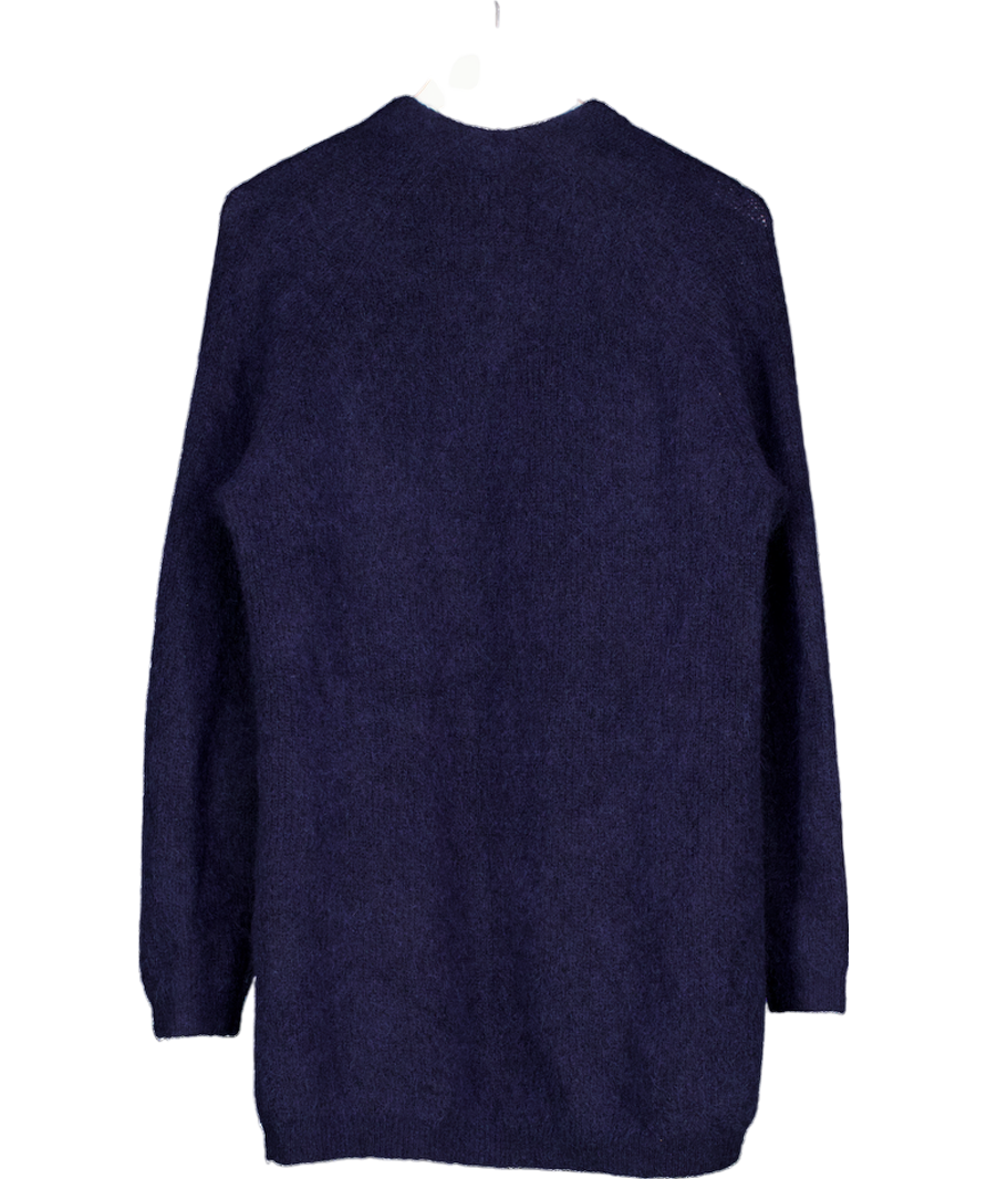 BY MALENE BIRGER Navy Blue Belinta Brushed Ribbed-knit Cardigan UK XXS