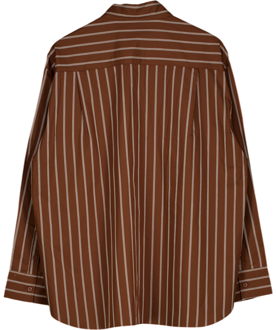 ZARA Brown Striped Oversize Poplin Shirt UK S