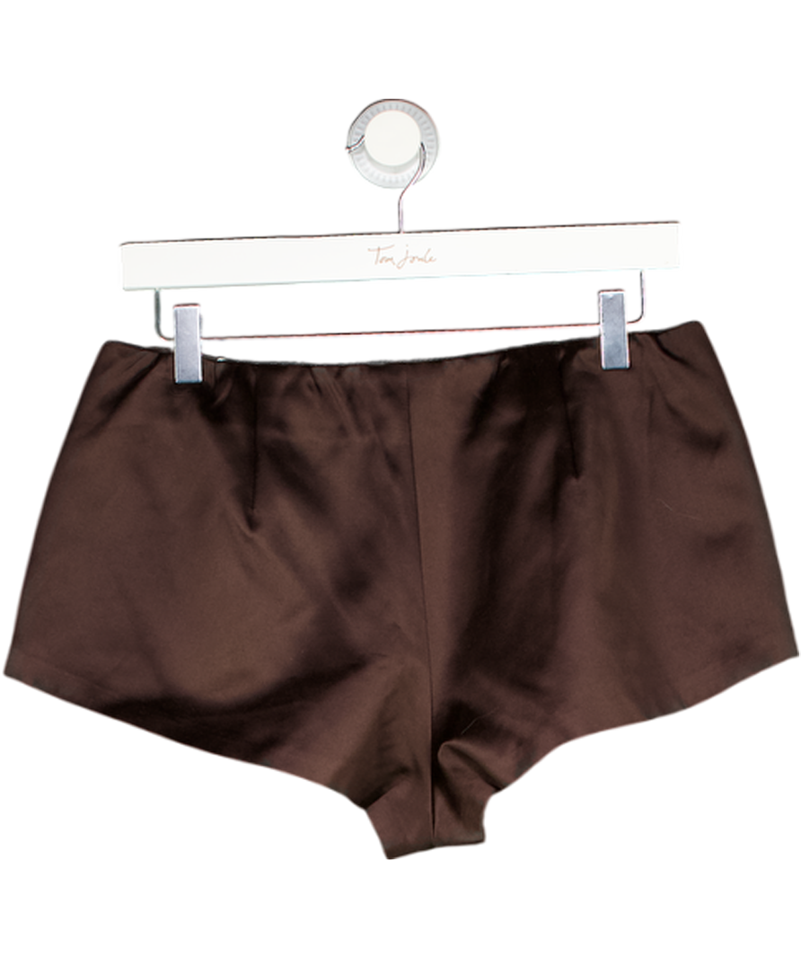 VENROY Dark Chocolate Brown Silk Cotton Mini Short UK S