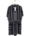 F&F Navy Blue Striped Linen Blend Playsuit UK 22