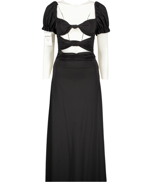 AGUA BENDITA Black Bali Cut-out Maxi Dress UK S