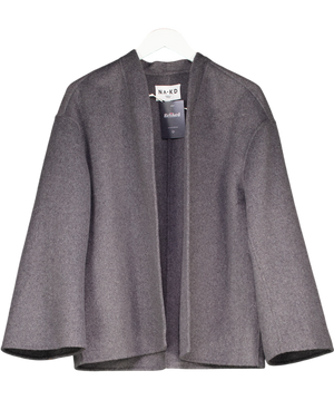 NA-KD Grey Bonded Wool Jacket UK 8