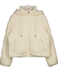 Perfect Moment Cream Natural Kate Hooded Cable-knit Wool Down Ski Jacket UK XS