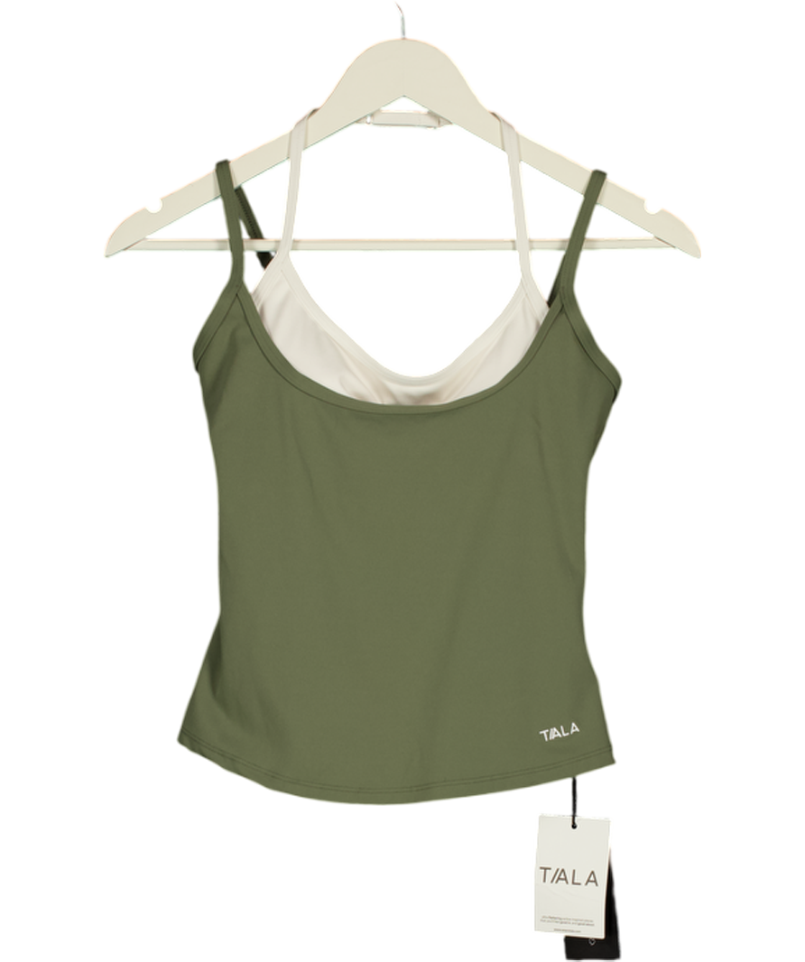 T/ALA Green / Ivory Double-layer Vest Top UK S