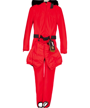 GOLDBERGH Luxury Red Glisser Faux Border Ski Suit UK 8