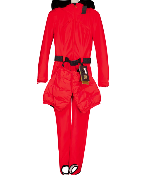 GOLDBERGH Luxury Red Glisser Faux Border Ski Suit UK 8