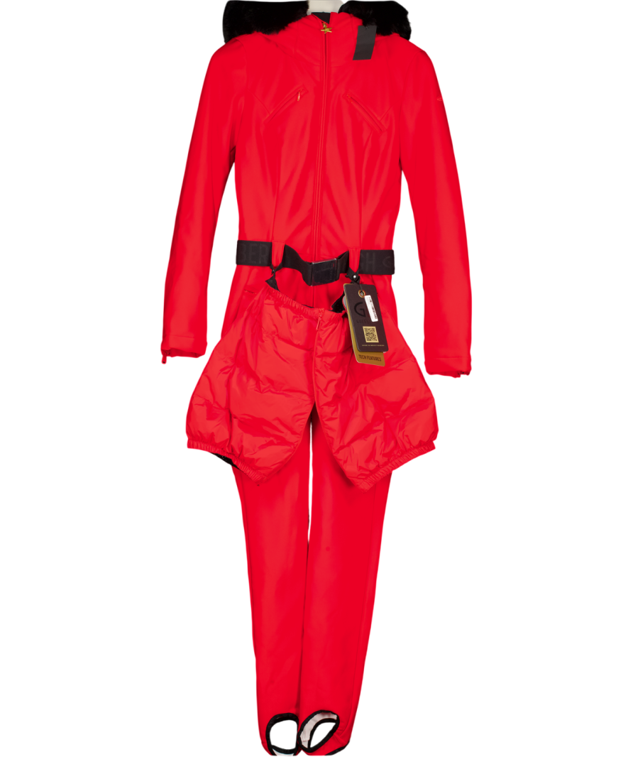 GOLDBERGH Luxury Red Glisser Faux Border Ski Suit UK 8
