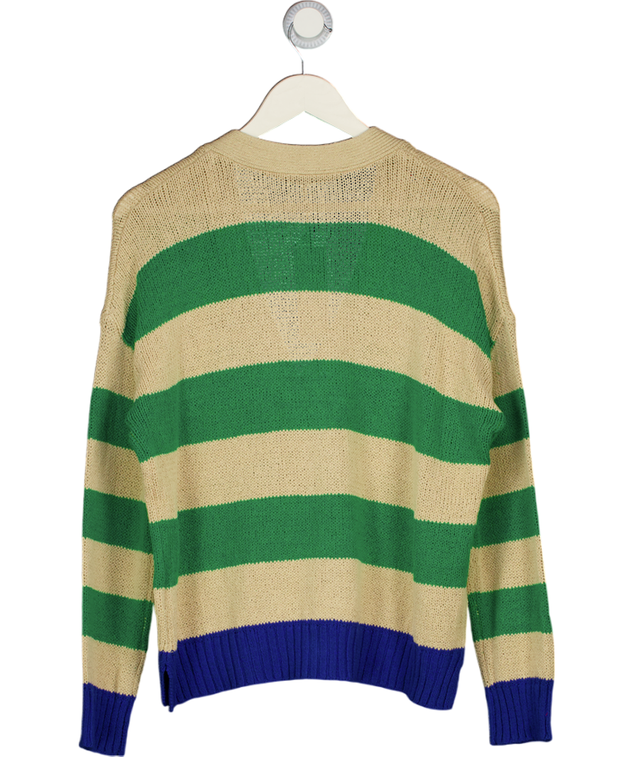 OUI Camel, Green And Blue 100% Cotton Knit Cardigan Fr38 UK 10