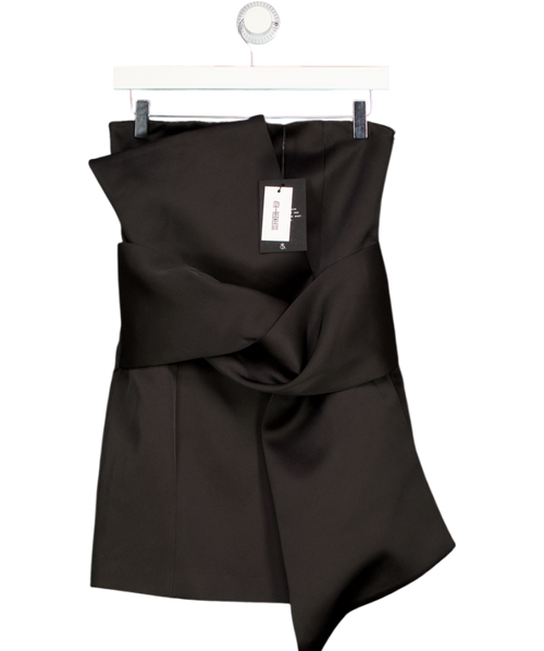 4th & Reckless Black Simone Bow-front Satin Mini Dress UK 6