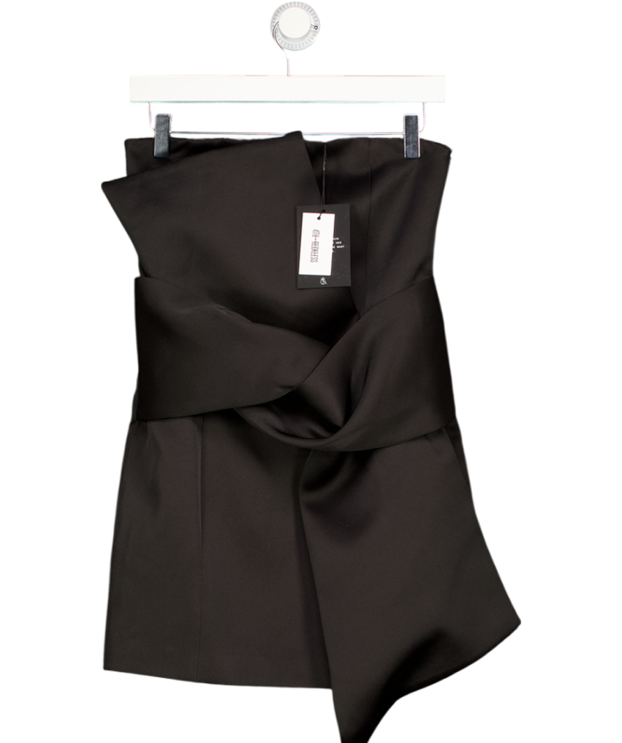 4th & Reckless Black Simone Bow-front Satin Mini Dress UK 6