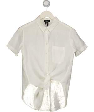 THEORY Hekanina White Linen Tie-front Top Szp UK 6