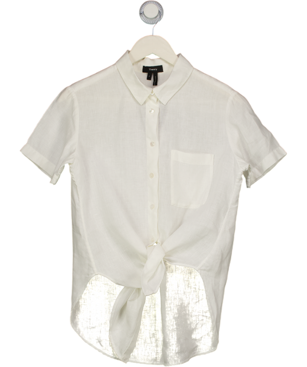 THEORY Hekanina White Linen Tie-front Top Szp UK 6