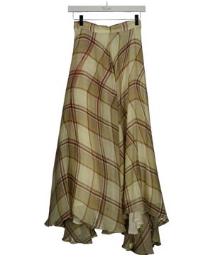 Harmur Beige Check Chiffon Maxi Skirt UK S