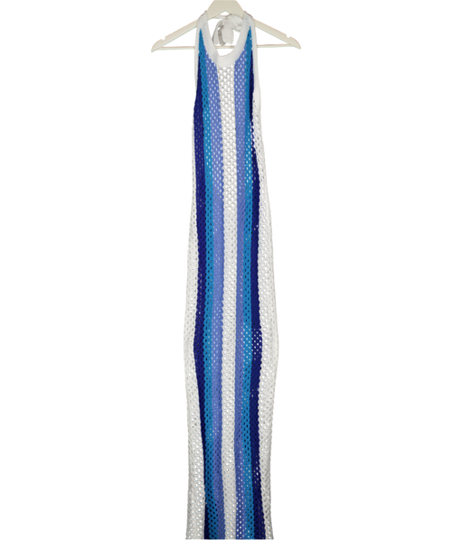 Aria Cove White & Blue Bethany Knitted Maxi Dress UK 8