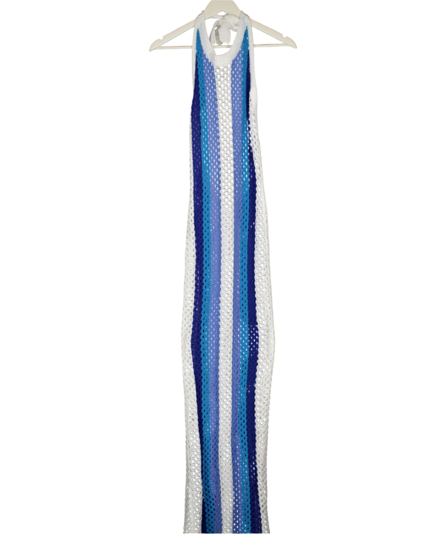 Aria Cove White & Blue Bethany Knitted Maxi Dress UK 8