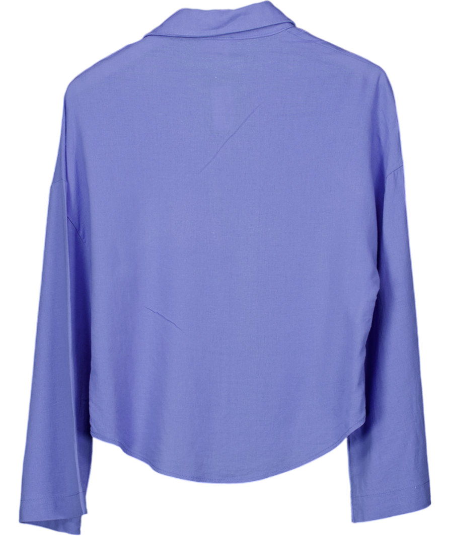 Charli London Blue Viscose & Linen Blend Shirt UK S/M