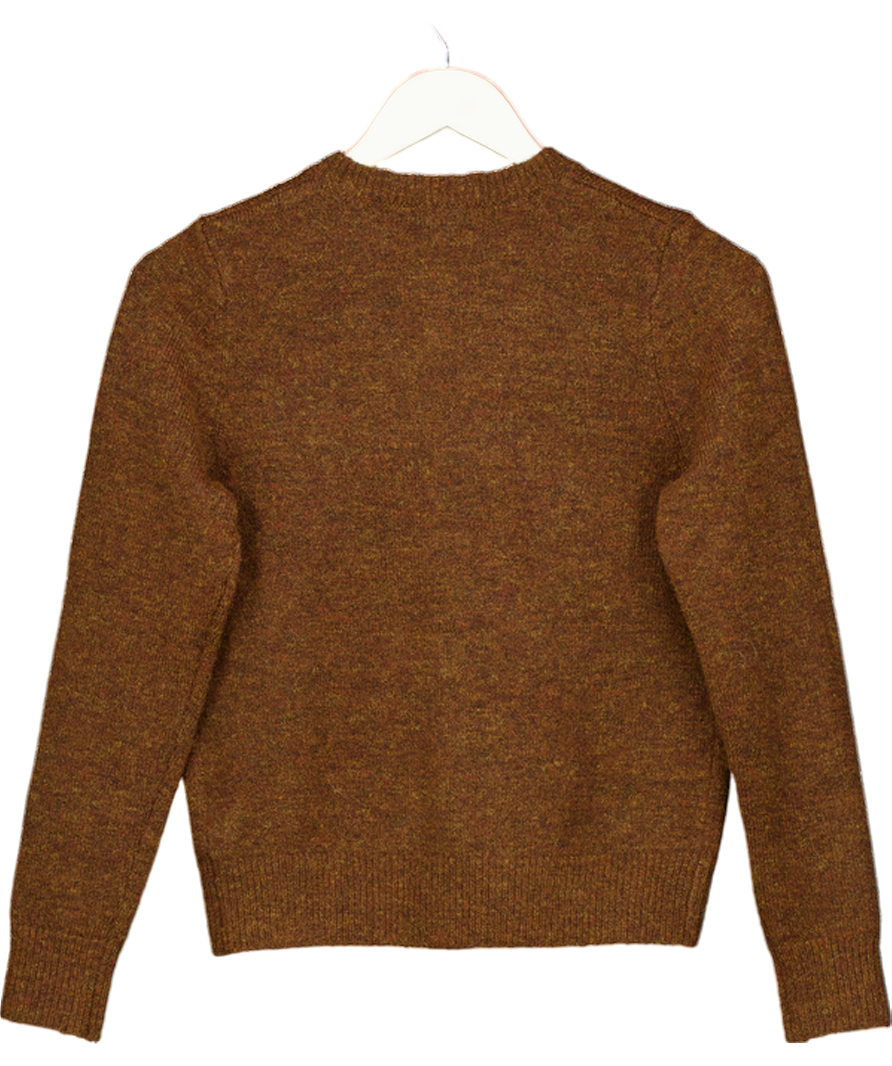Karen Millen Brown Wool Blend Cosy Crew Neck Knit Cardi UK S