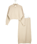 FREE PEOPLE 2-piece  Beige Haille 100% Cotton Knit Jumper & Maxi Skirt Set UK M