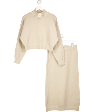 FREE PEOPLE 2-piece  Beige Haille 100% Cotton Knit Jumper & Maxi Skirt Set UK M