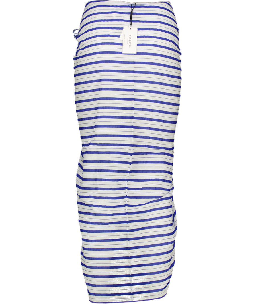 Sea level Blue Vacay Cotton Stripe Long Sarong One Size