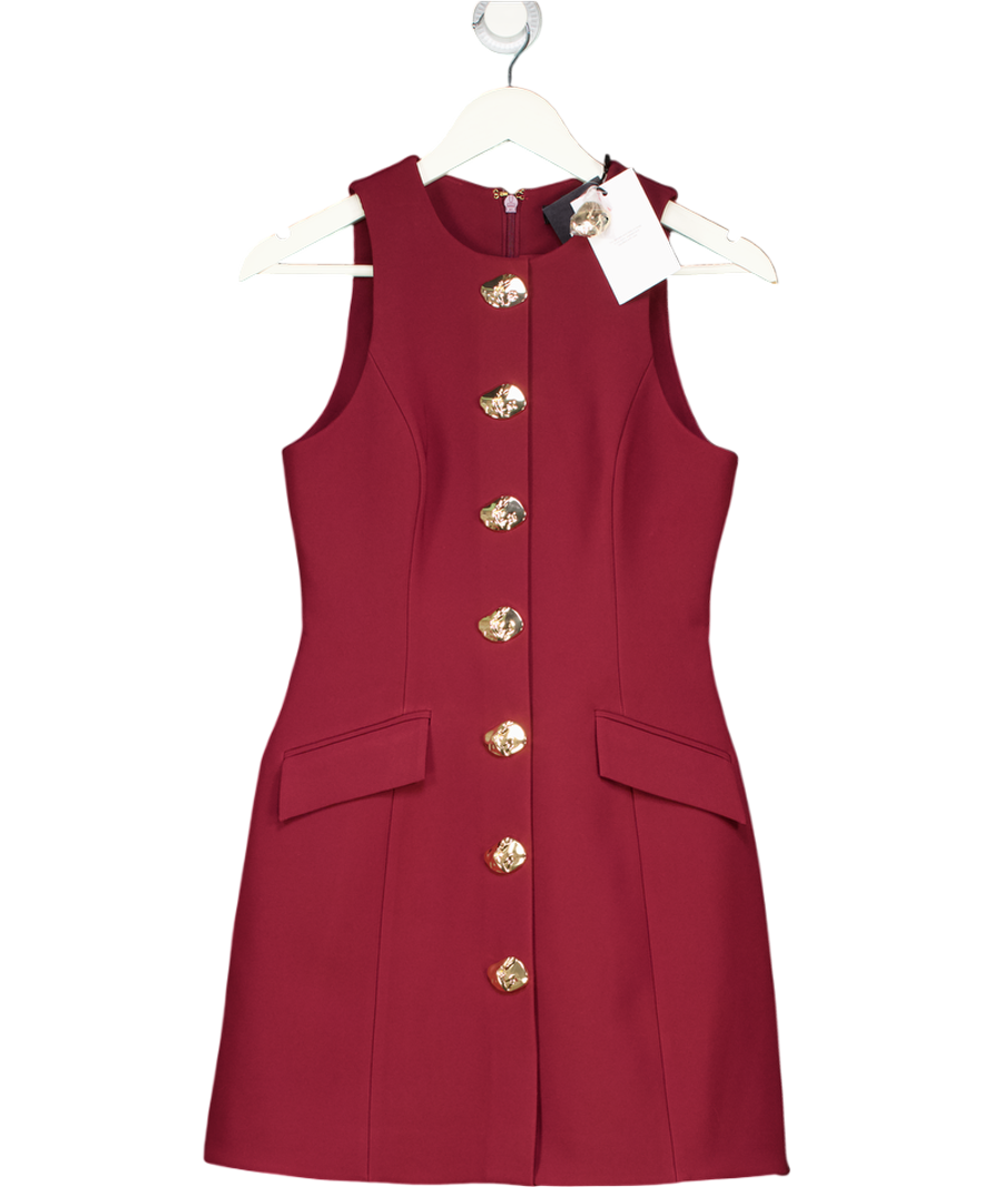 Club L Belony Dark Red Mini Dress With Button Detailing UK 10