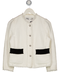 ZARA Cream / Black Boucle Tweed Jacket With Embellished Buttons UK M