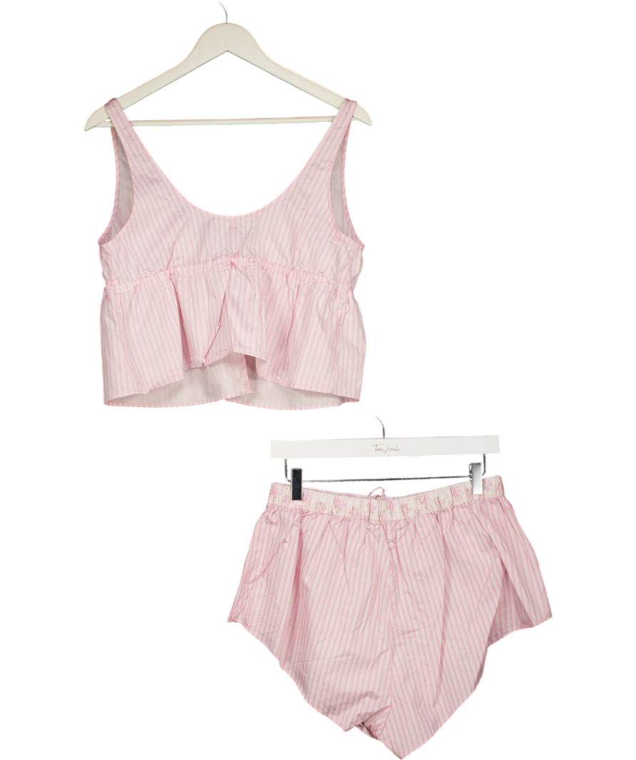 Lounge Underwear 2-piece Pink Bloom & Stripe Cami Pyjama Top And Shorts Set UK M