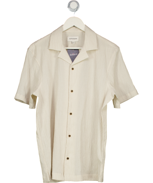 Autograph Cream Cotton Blend Textured Shirt UK S