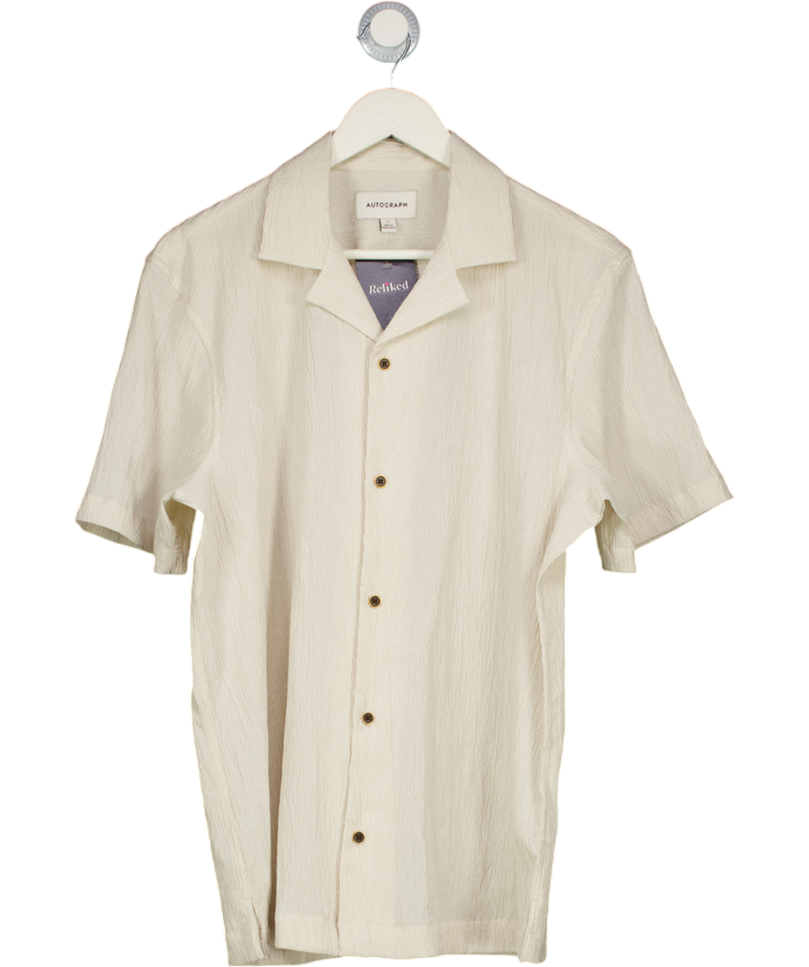 Autograph Cream Cotton Blend Textured Shirt UK S