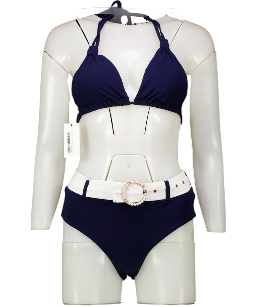 Lula-Ru Blue Belted High Waisted Bikini Set UK XS/S