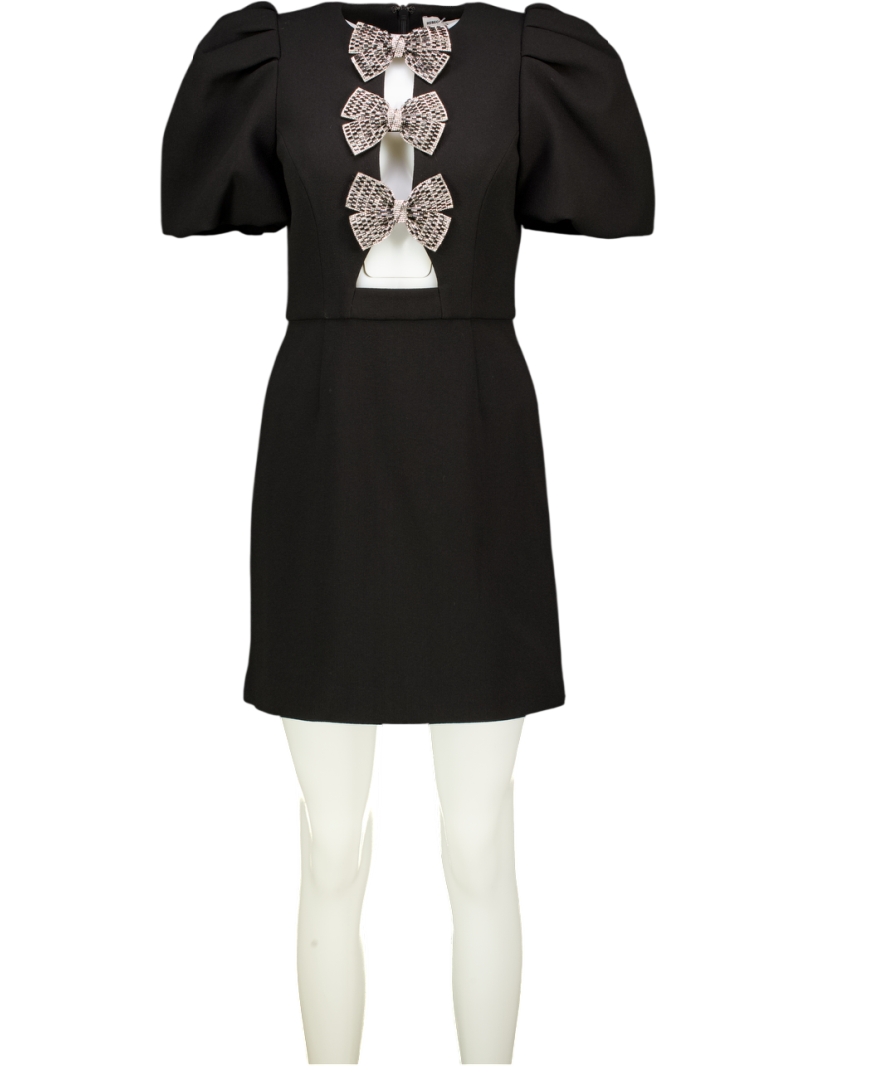 problem - nophoto Rebecca Vallance Black Yvonne Bow-embellished Minidress UK 8