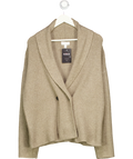 PRETTY LAVISH Beige Ana Cross Over Collared Knit Cardigan UK S