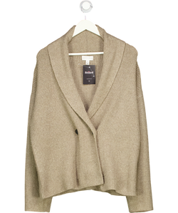 PRETTY LAVISH Beige Ana Cross Over Collared Knit Cardigan UK S