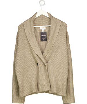 PRETTY LAVISH Beige Ana Cross Over Collared Knit Cardigan UK S