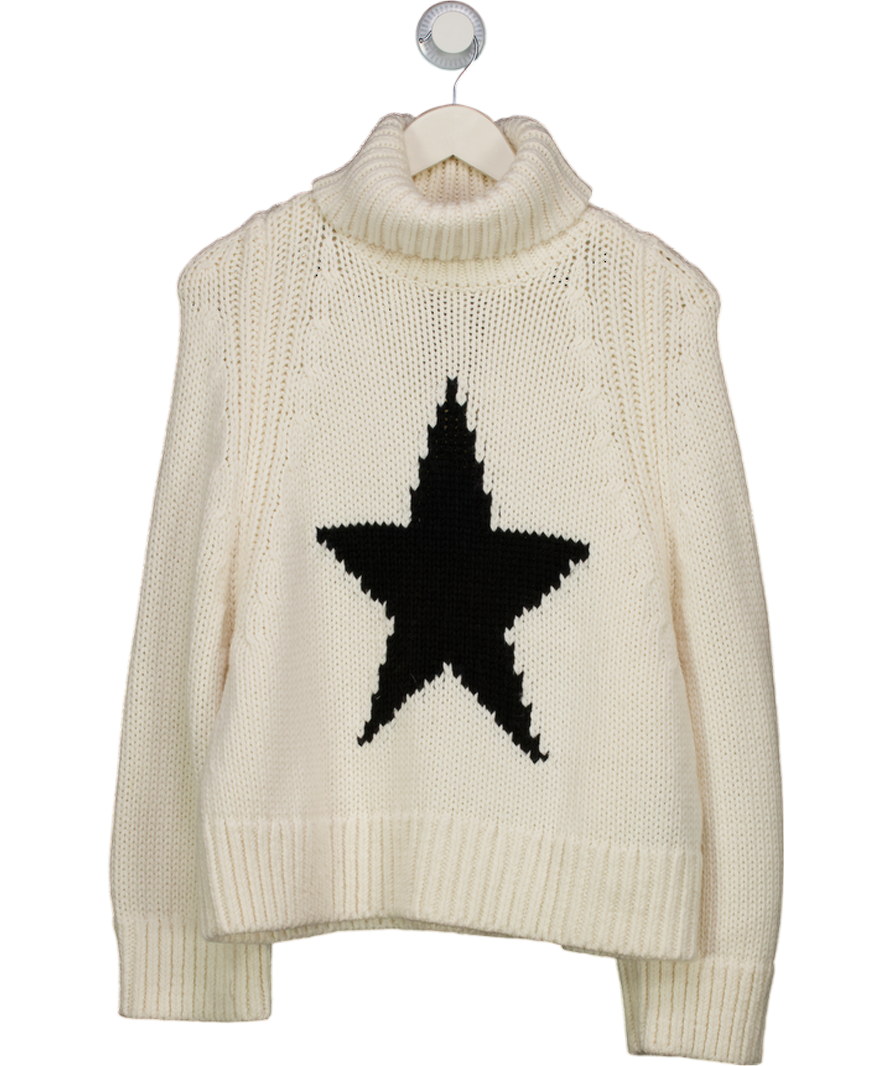 GOLDBERGH Cream Black Star Intarsia Beauty Oversized Wool-blend Turtleneck Sweater UK S
