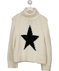 GOLDBERGH Cream Black Star Intarsia Beauty Oversized Wool-blend Turtleneck Sweater UK S