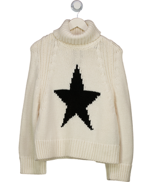 GOLDBERGH Cream Black Star Intarsia Beauty Oversized Wool-blend Turtleneck Sweater UK S