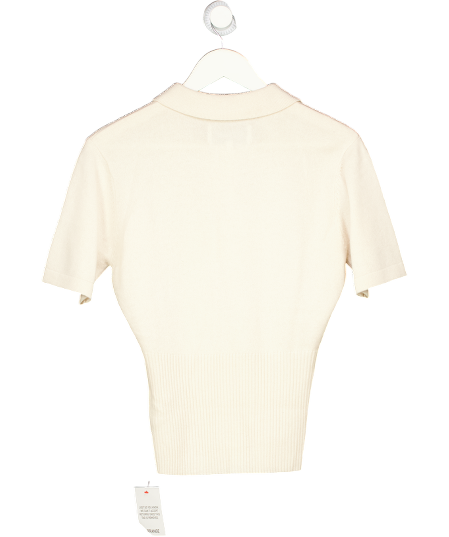 ARRANGE Cream Premium Merino Wool Short Sleeve Knitted Top UK S