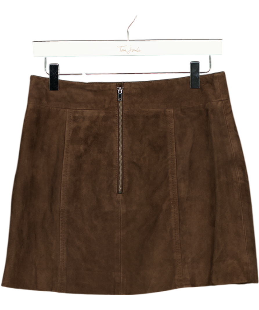 REISS Brown Saddler Suede Mini Skirt In Chocolate UK 8