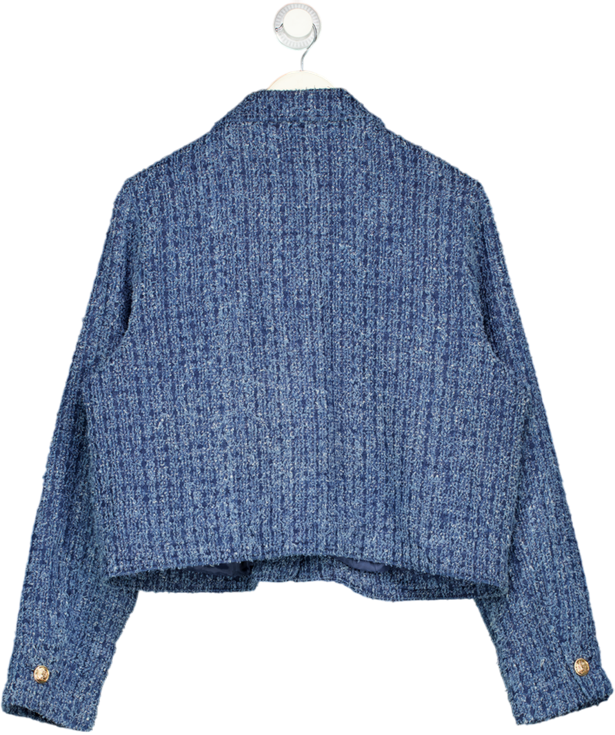 M&S Blue Denim Textured Cropped Jacket UK 16