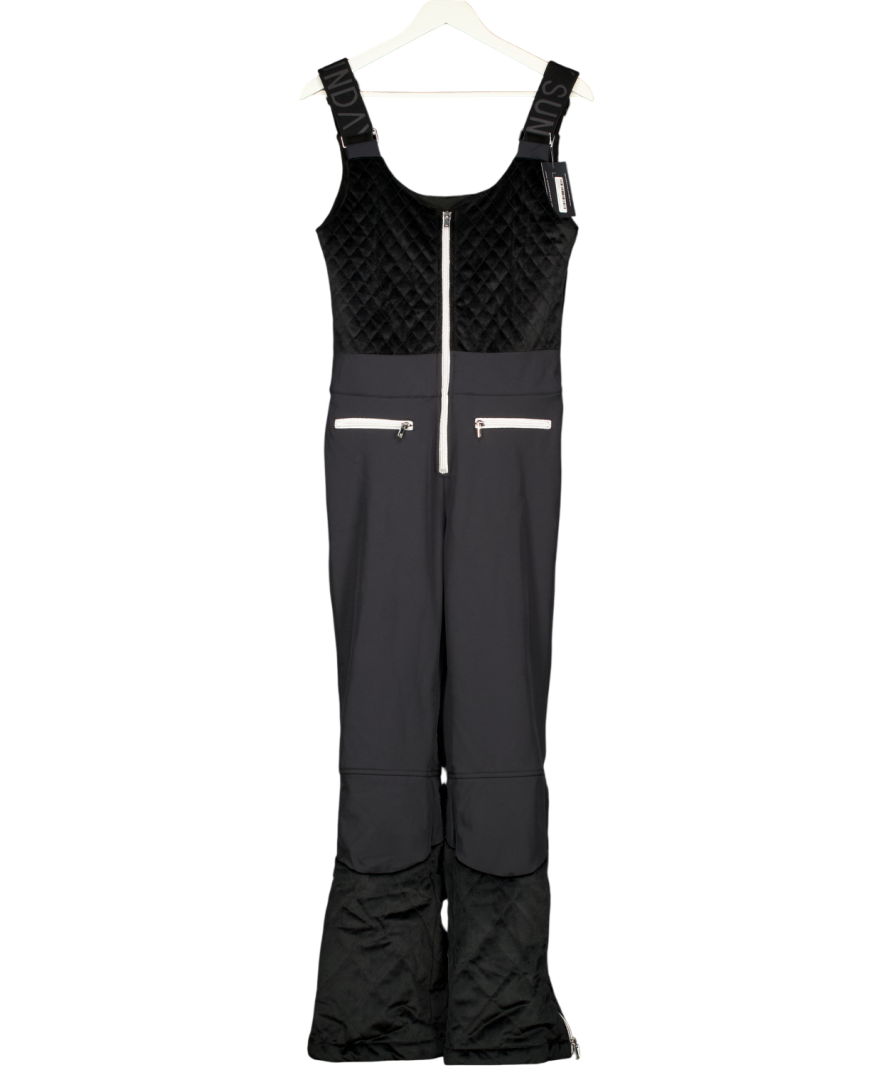 MY SUNDAY SKI Black Quilted Velvet Ski Overall UK S
