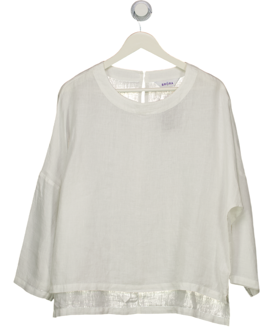 Brora White Washed Linen Top Uk 12/14 UK M/L